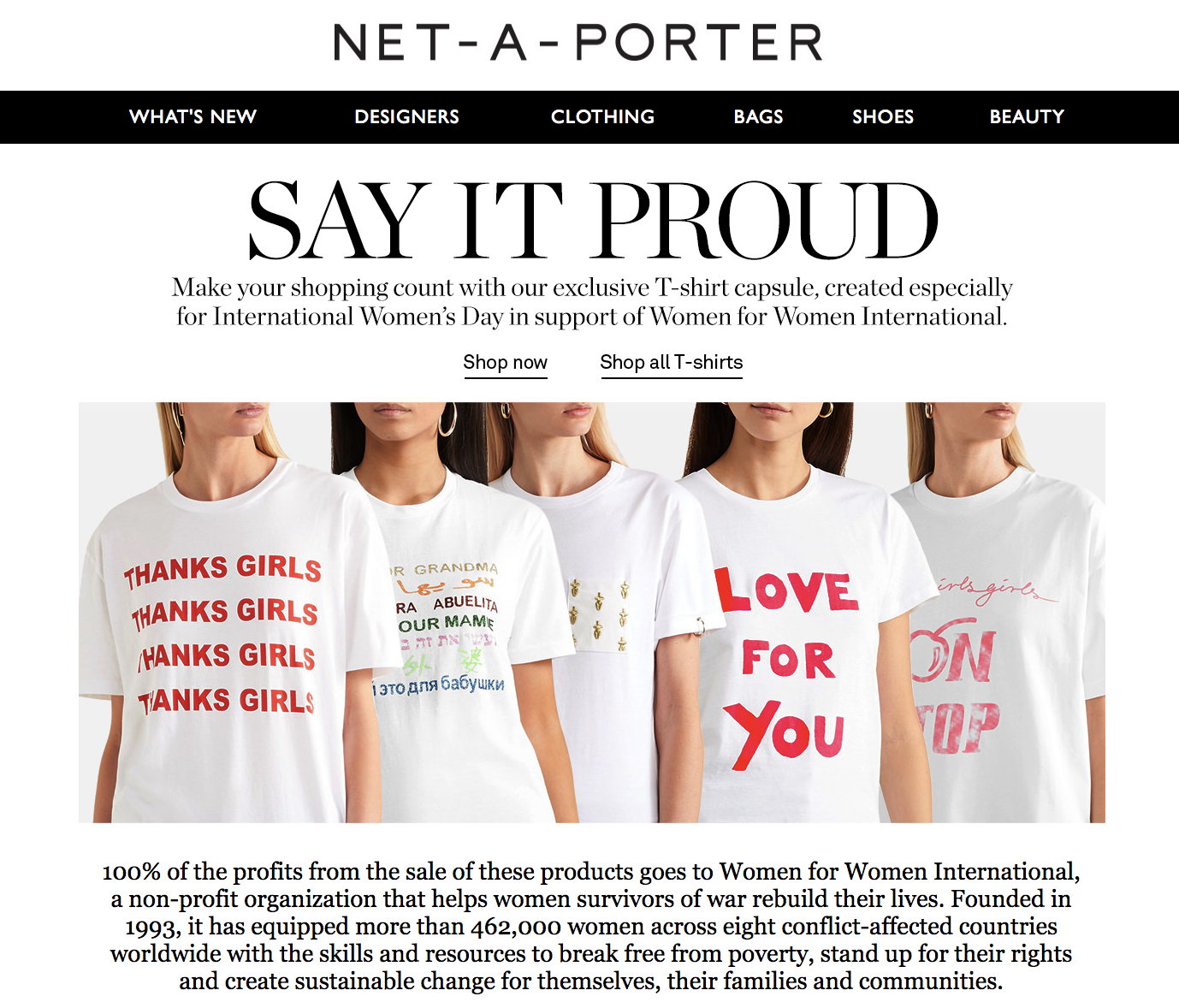 Example of an email sent by Net-a-Porter on International's Women Day