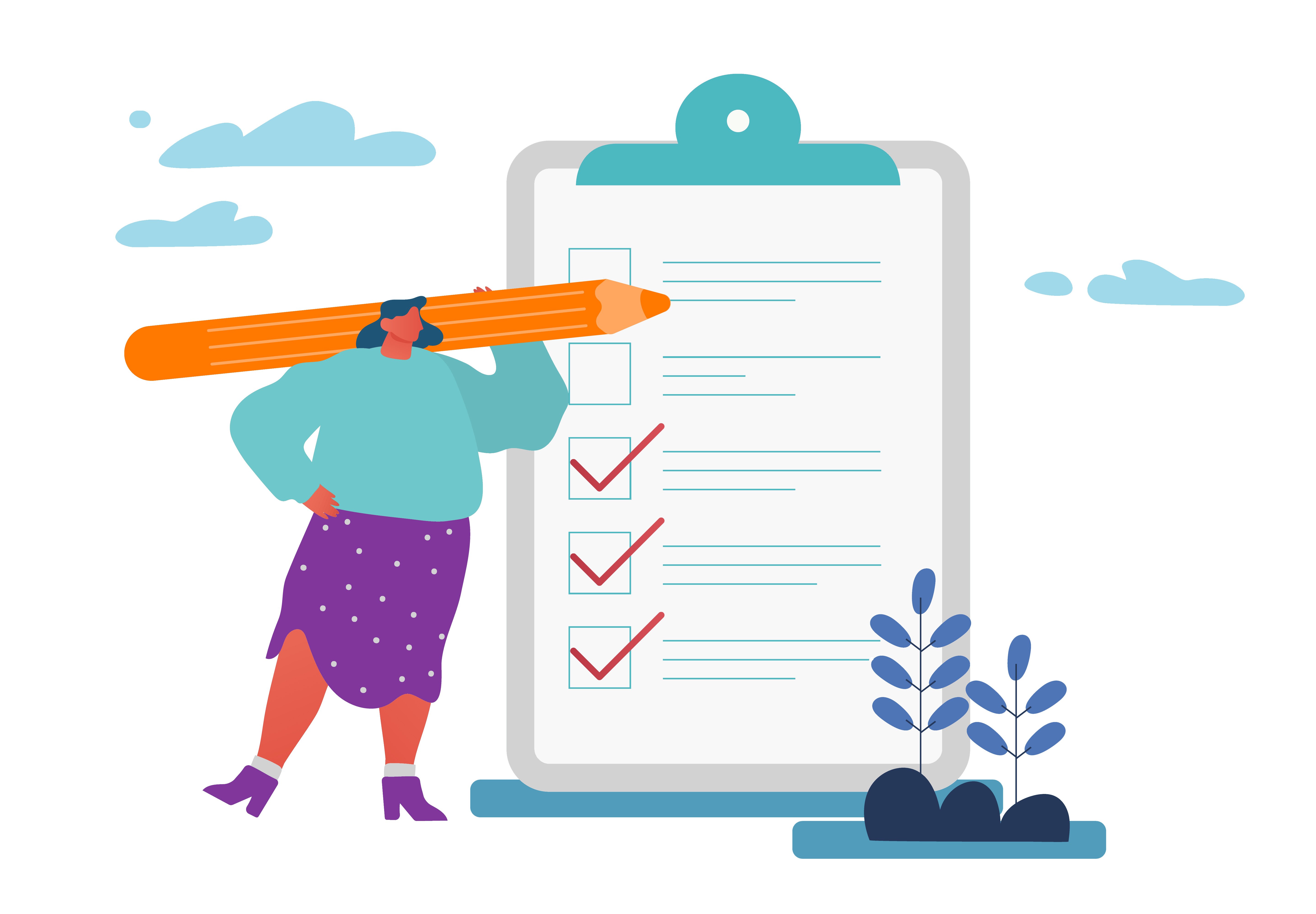 Illustration of a women writing a to-do list