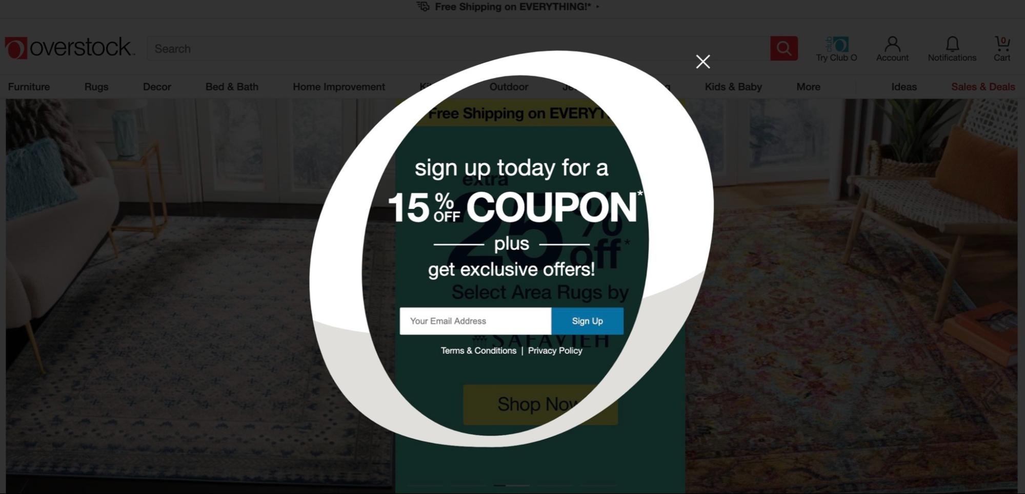 Example of a discount used as a lead magnet to capture email addresses and customer contact details