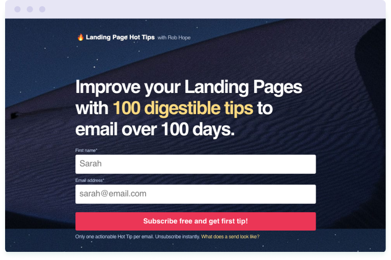 Landing Page Hot Tips landing page image