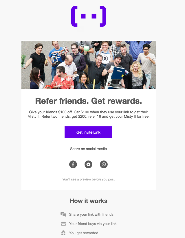 Example of a well-designed referral email from Misty Robotics