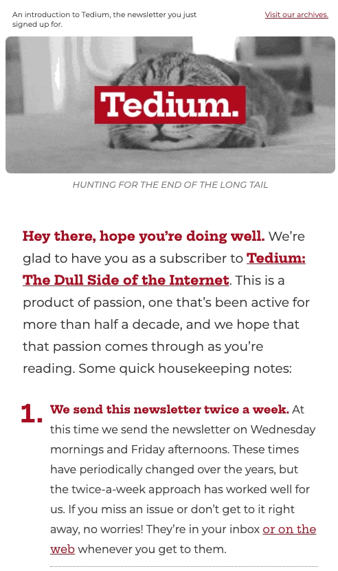 Example of a GIF used in a mobile-friendly editorial newsletter from Tedium
