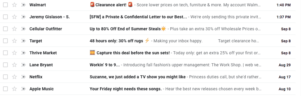 Examples of engaging subject lines designed to boost open rates