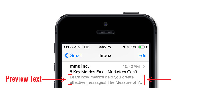 Image to demonstrate how preview text appears in Apple Mail on iPhone