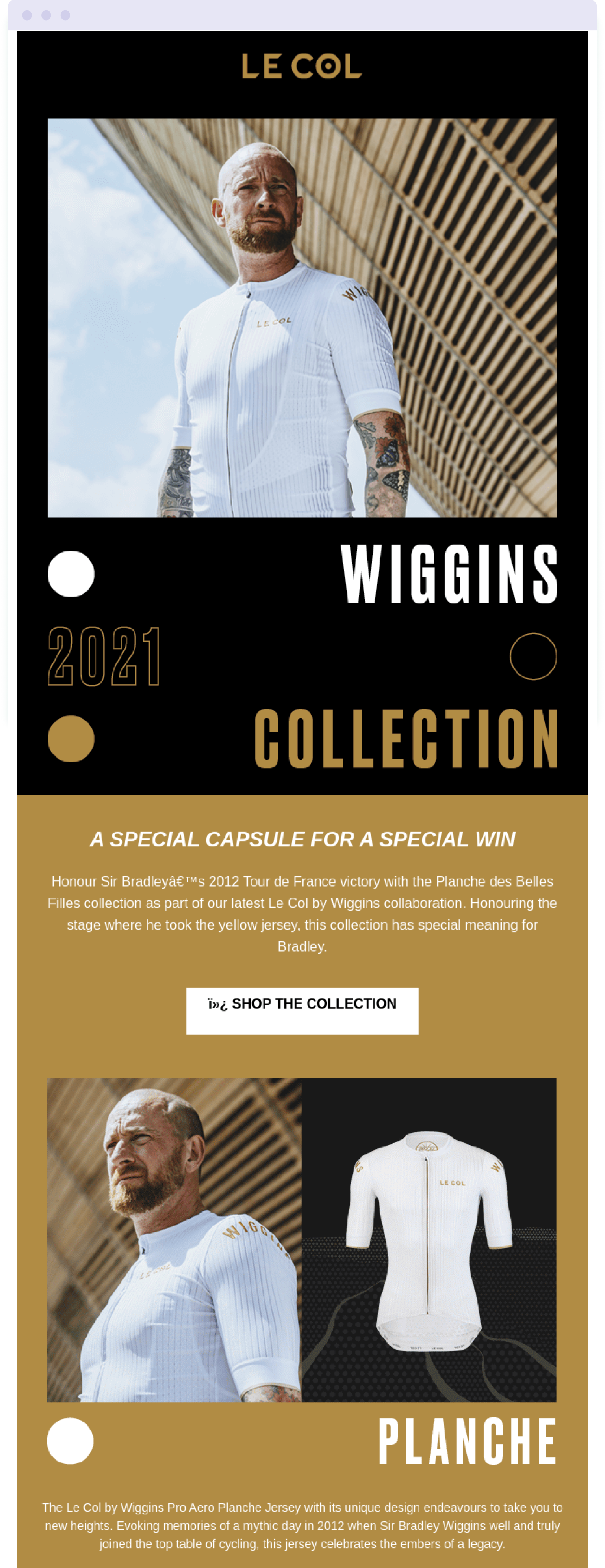 Example of a collaboration between the cycling brand Le Col and Bradley Wiggins