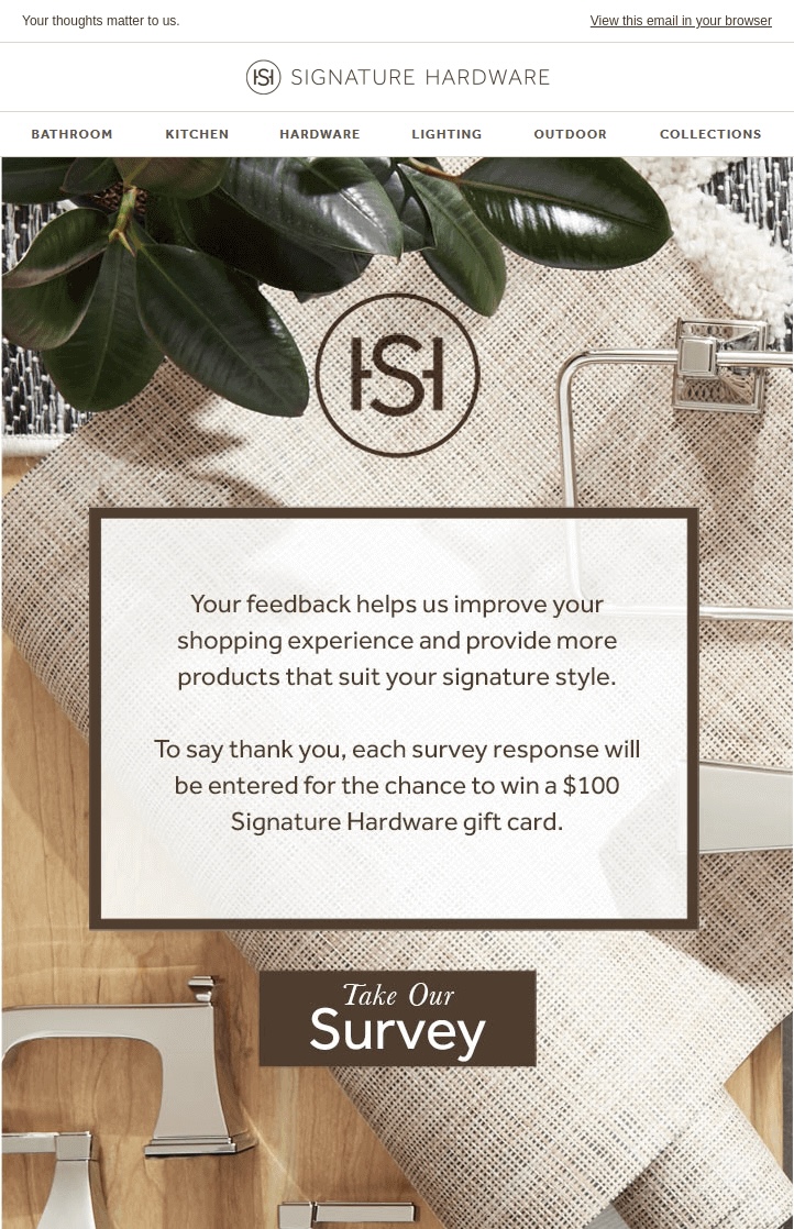 Example of a survey invitation email with a CTA button 