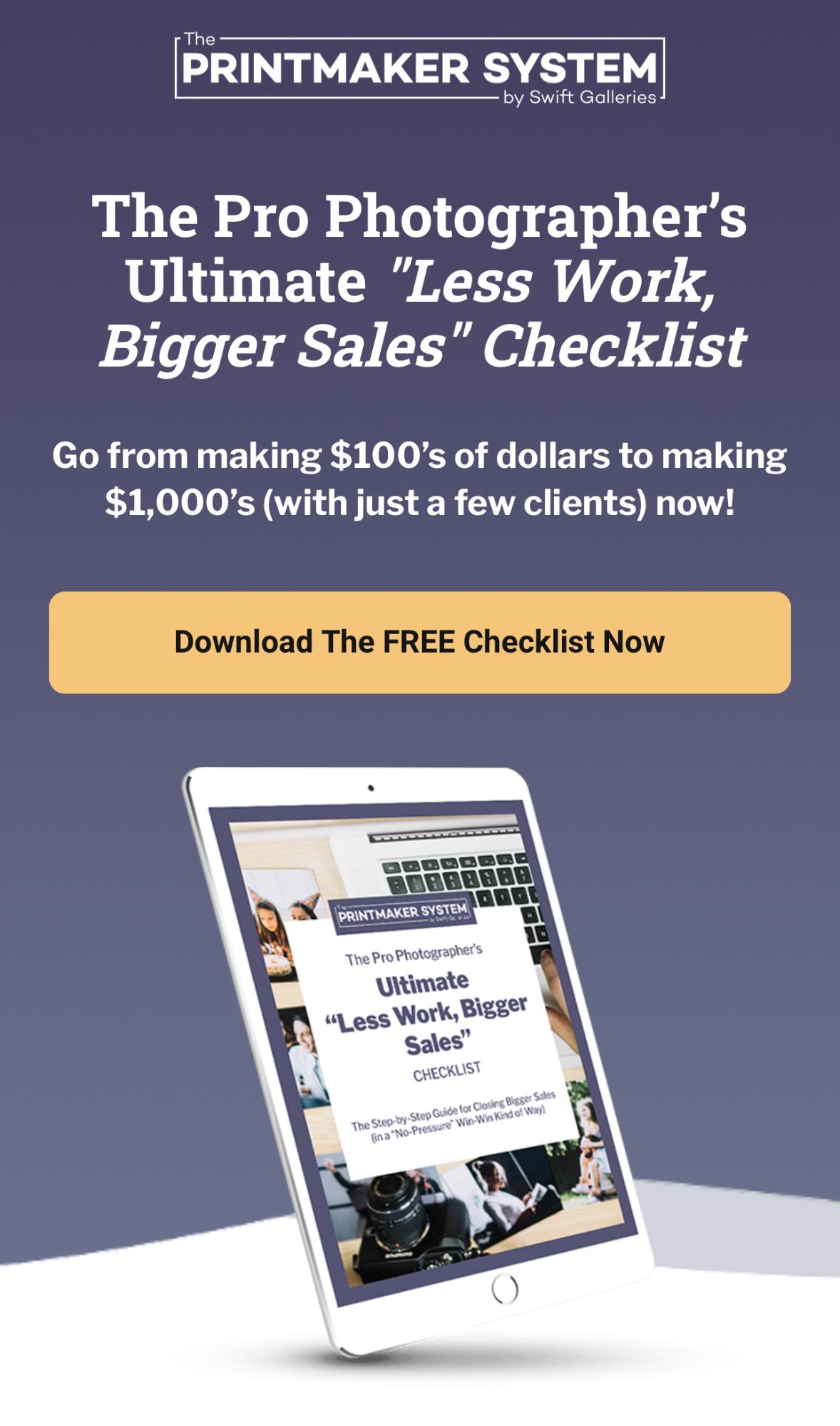 Example from Swift Galleries of downloadable content used as a lead magnet to grow an email list