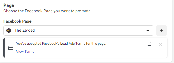Image of Facebook Ads Manager to illustrate step 5 of creating a Facebook Lead Ad