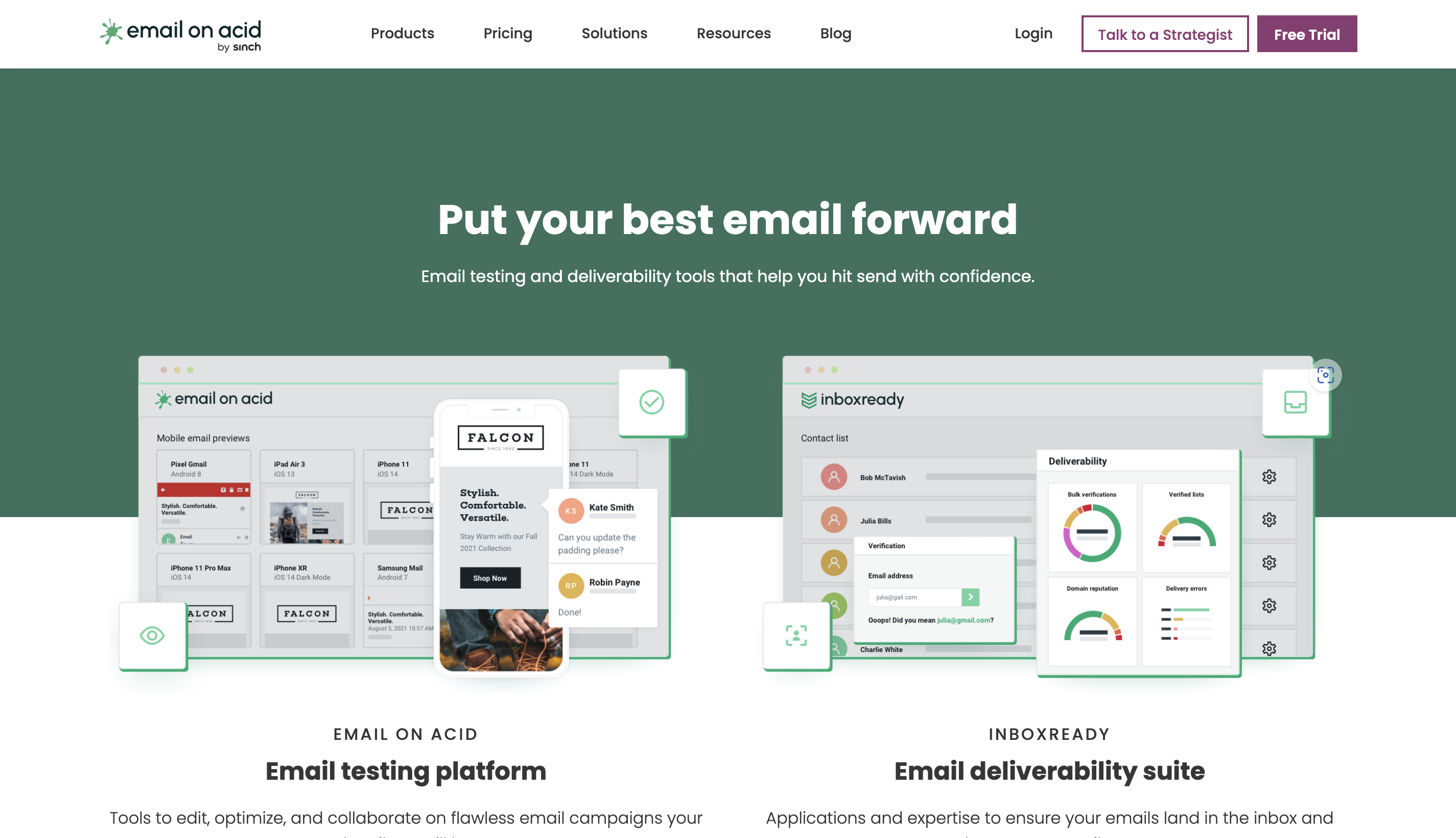 Email on Acid Landing Page