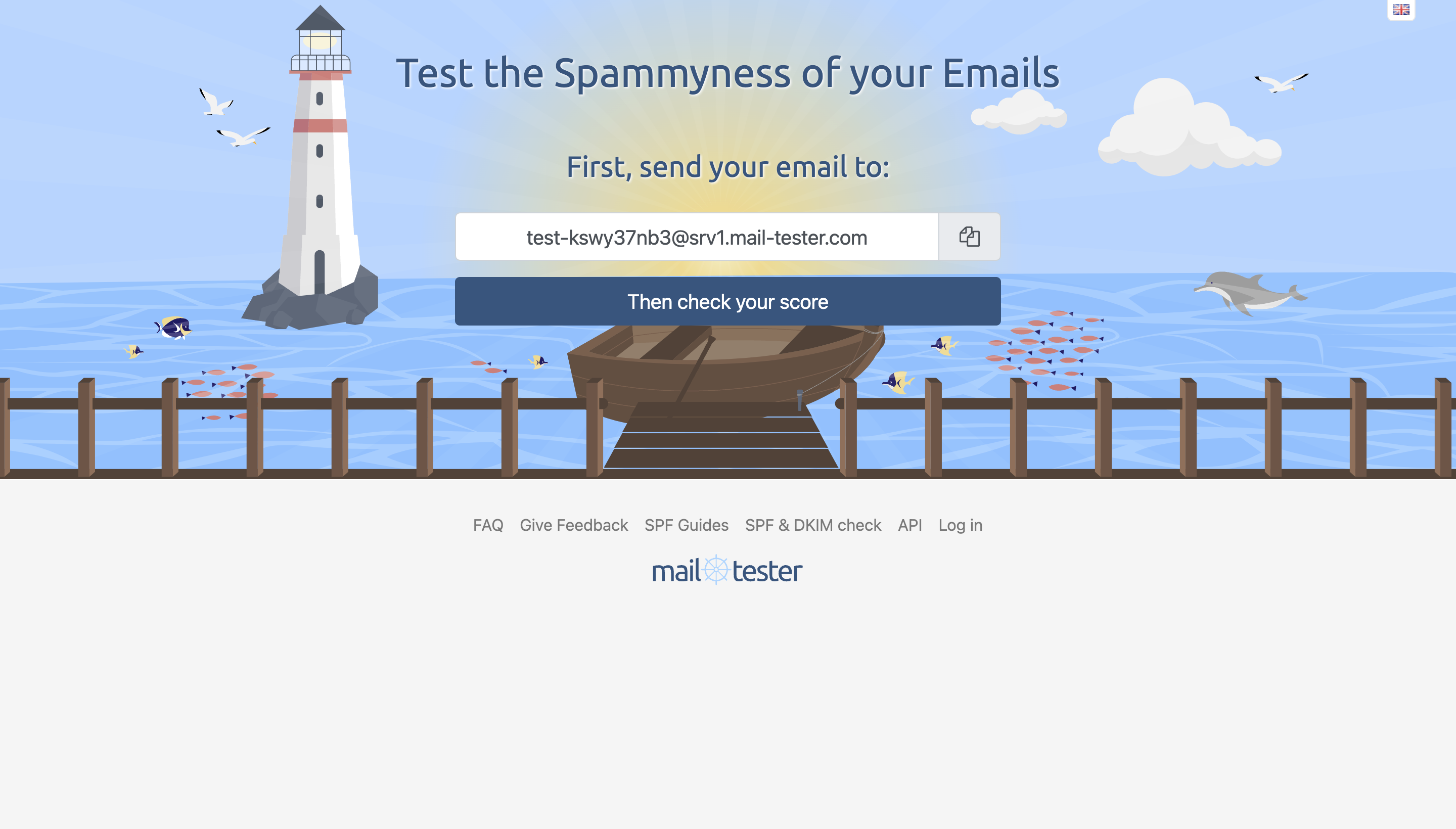 Mail-Tester Landing Page