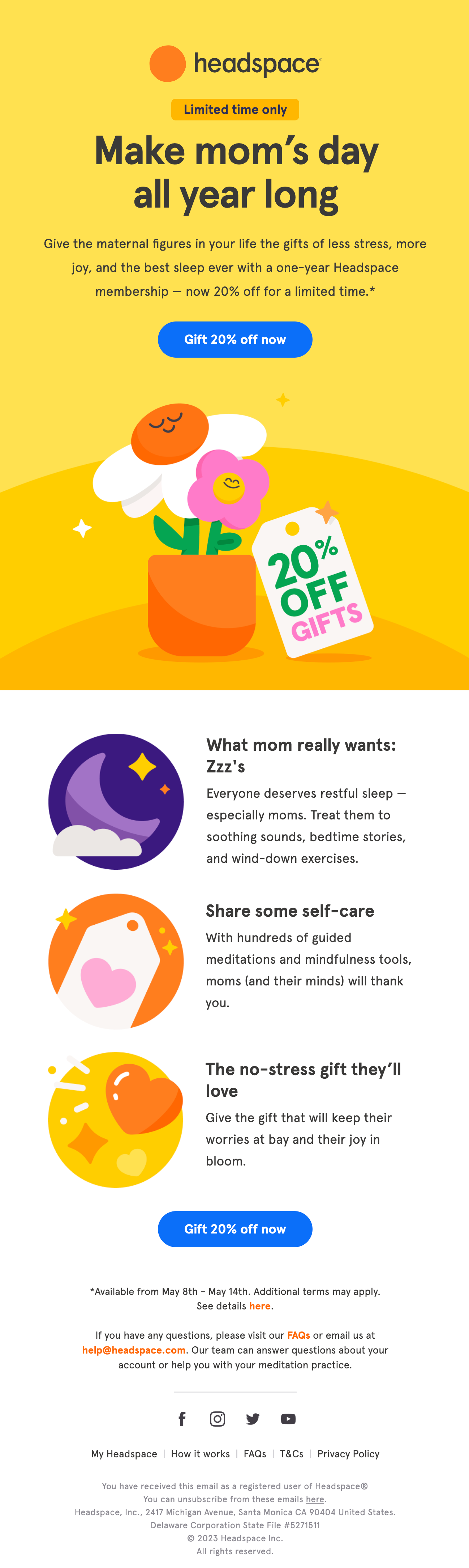 Email by Headspace on Mother's Day