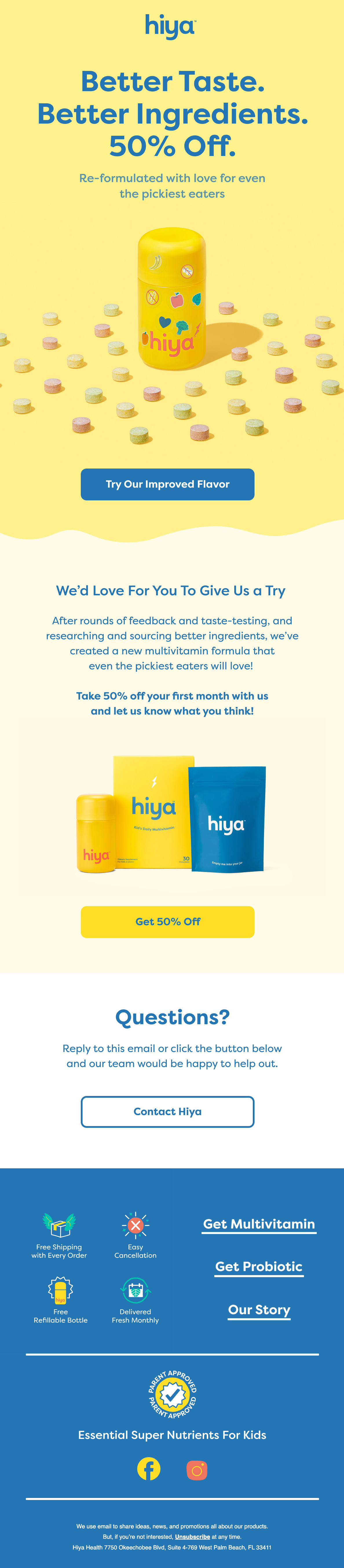 Product launch and discount email by Hiya